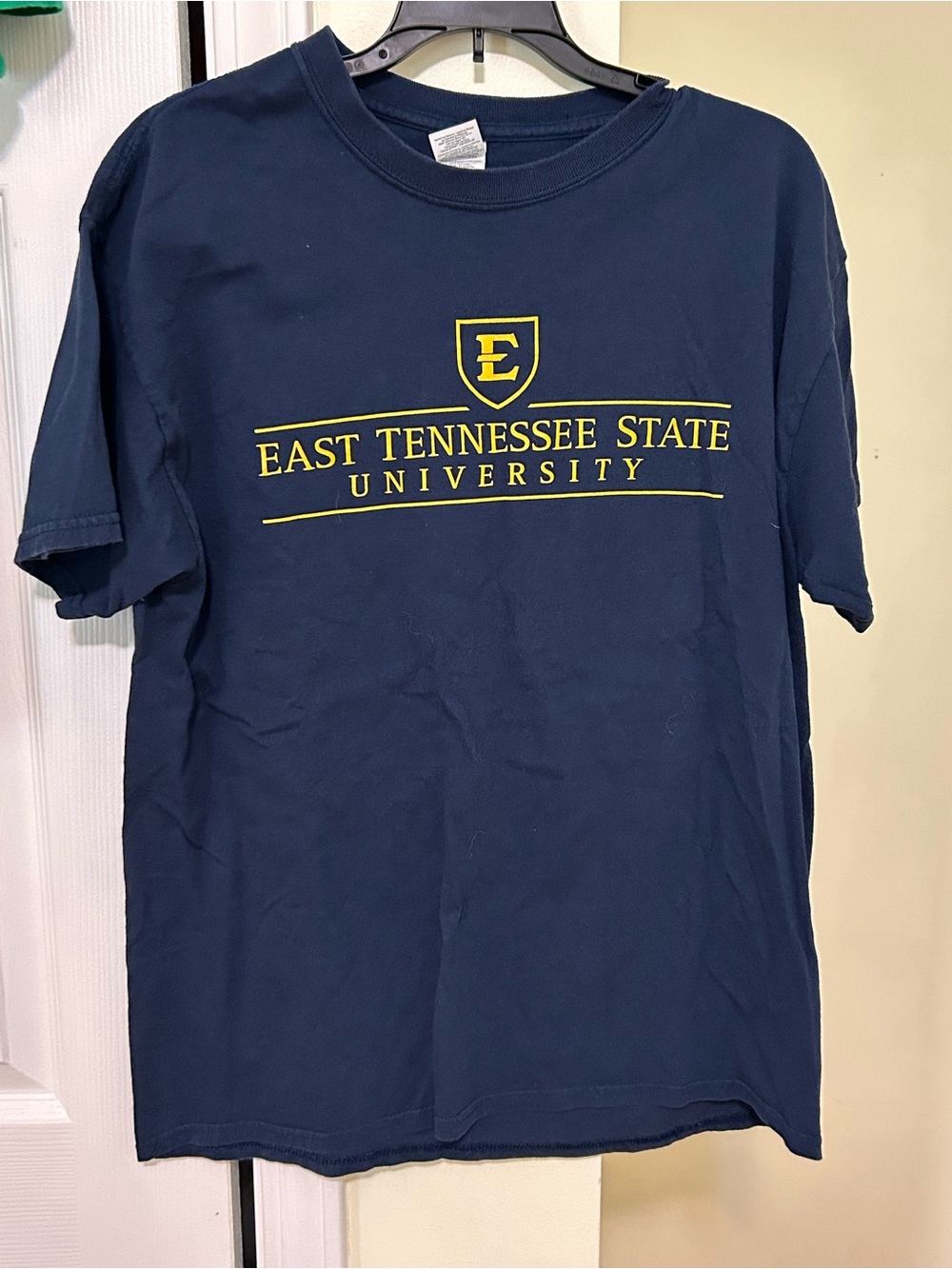 Gildan Navy Short-Sleeve East Tennessee State University Tee with Gold Print